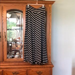 Black and White Striped Maxi Skirt